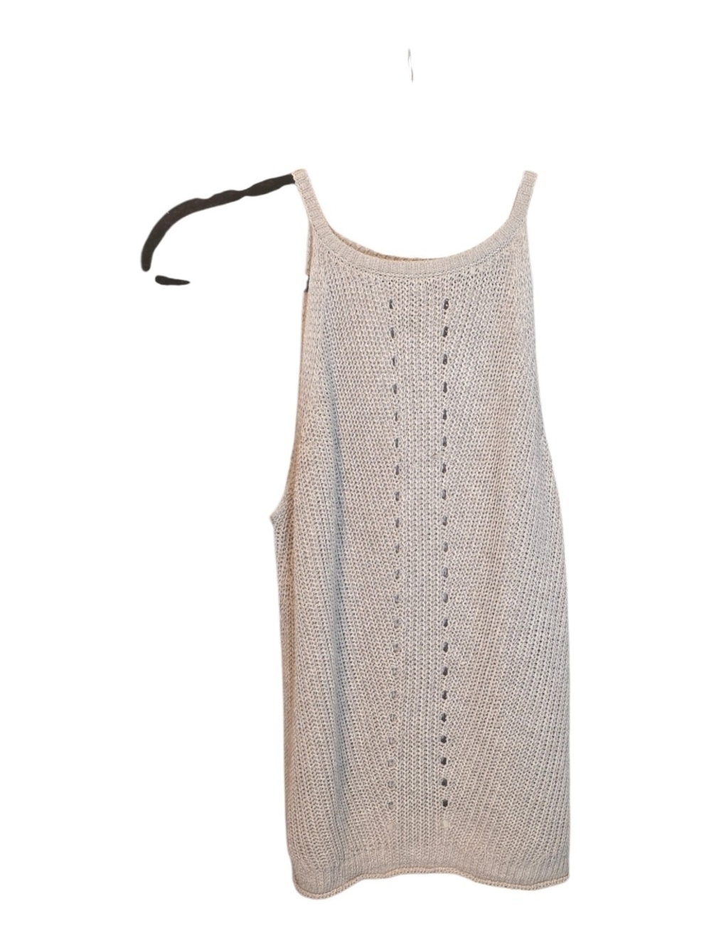 Open-Stitch Knit Tank Top in Gray